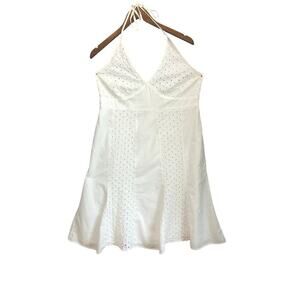 Axcess white cutwork halter‎ neck dress 14